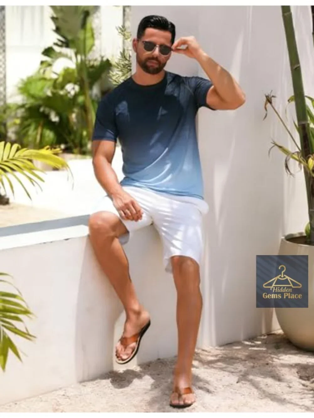 Men's UPF 50+ Rash Guard Swim Shirt Short Sleeve Sun Protection
